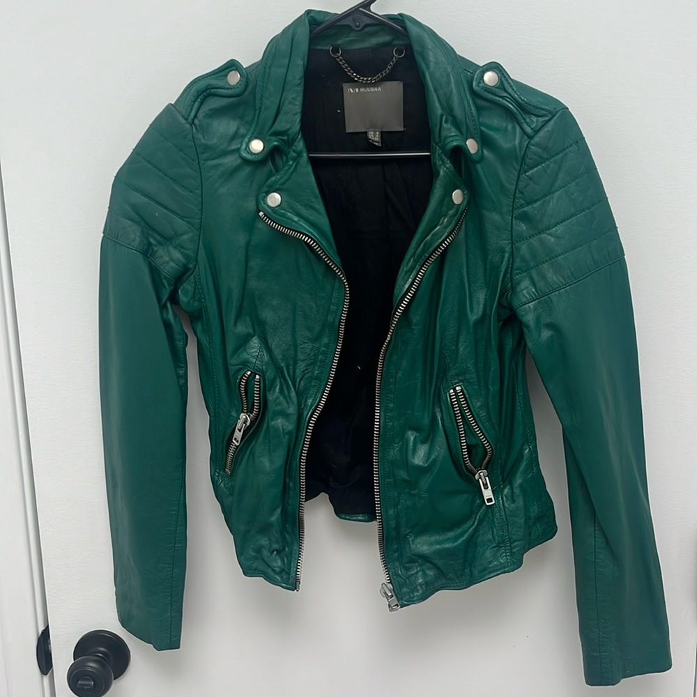 MUUBAA | Genuine Leather Jacket | US 4 | Green